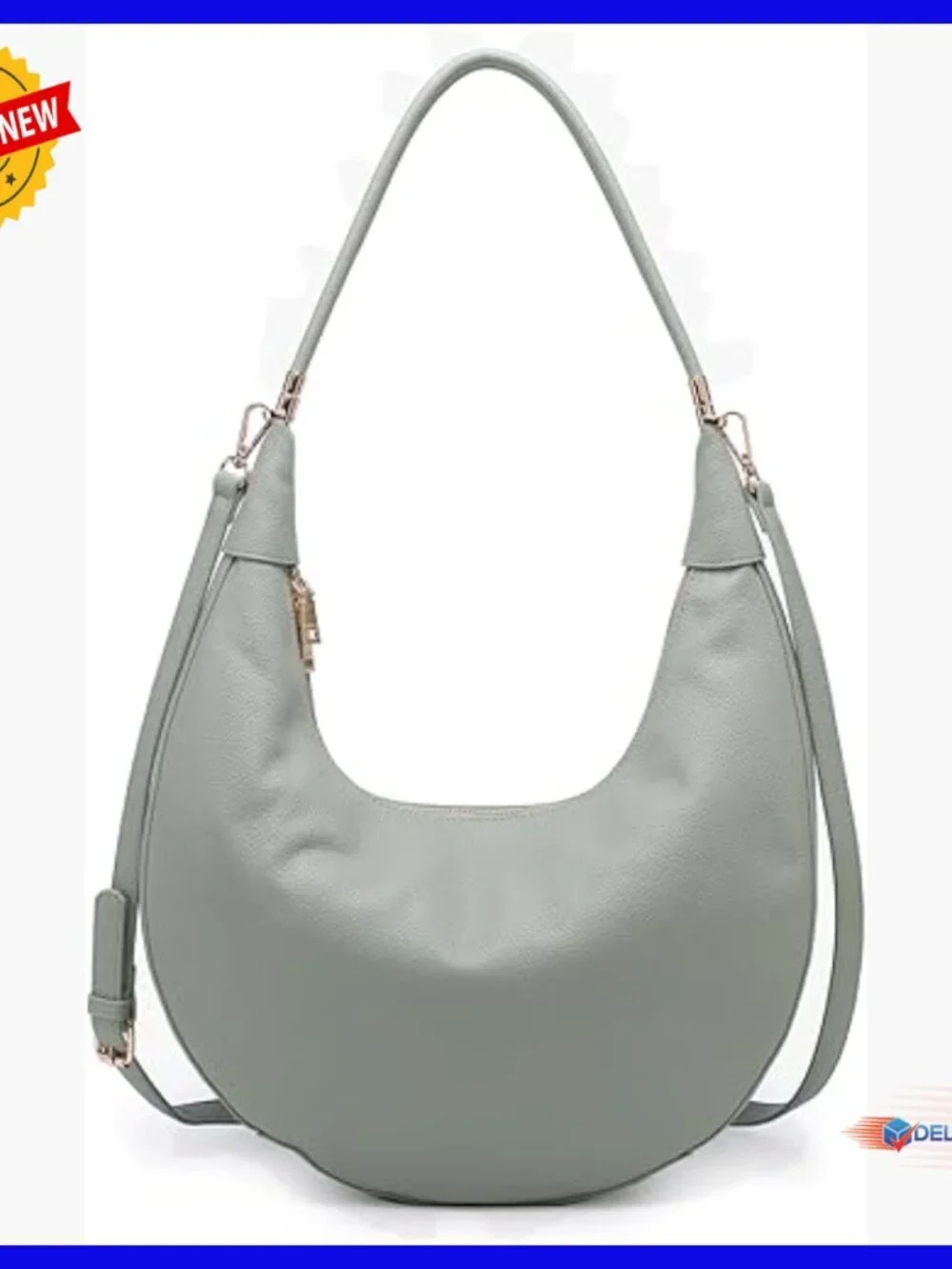 Vegan Leather Crossbody Hobo Bag with Adjustable Straps and Zipper Closure